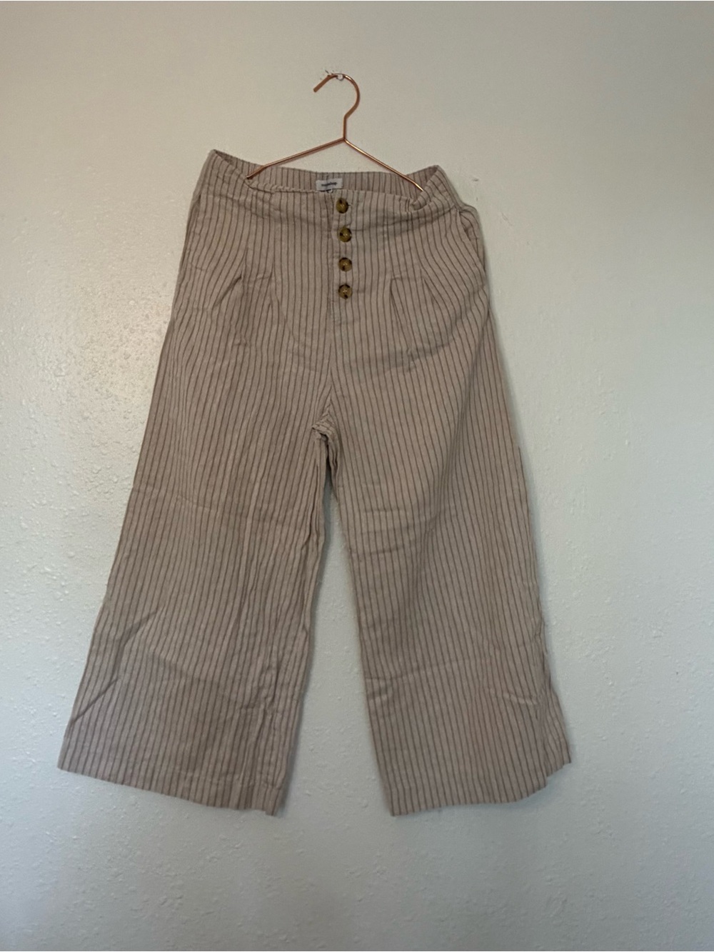 mittoshop Beige and Cream Striped Wide-Leg Pants